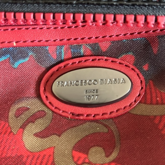 Francesco Biasia Red and Black Leather Hobo Designer Rare Bag - Picture 14 of 16